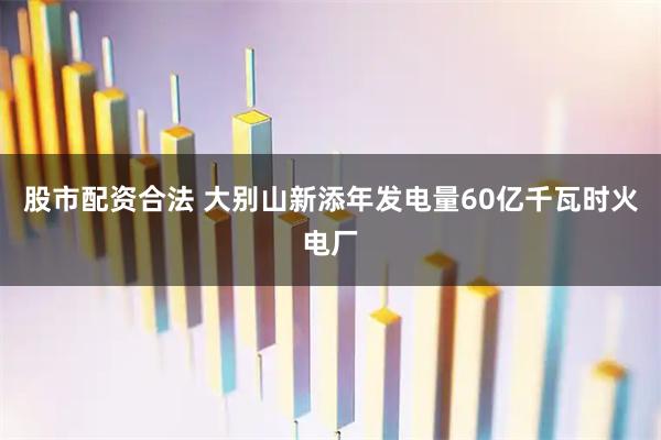 股市配资合法 大别山新添年发电量60亿千瓦时火电厂